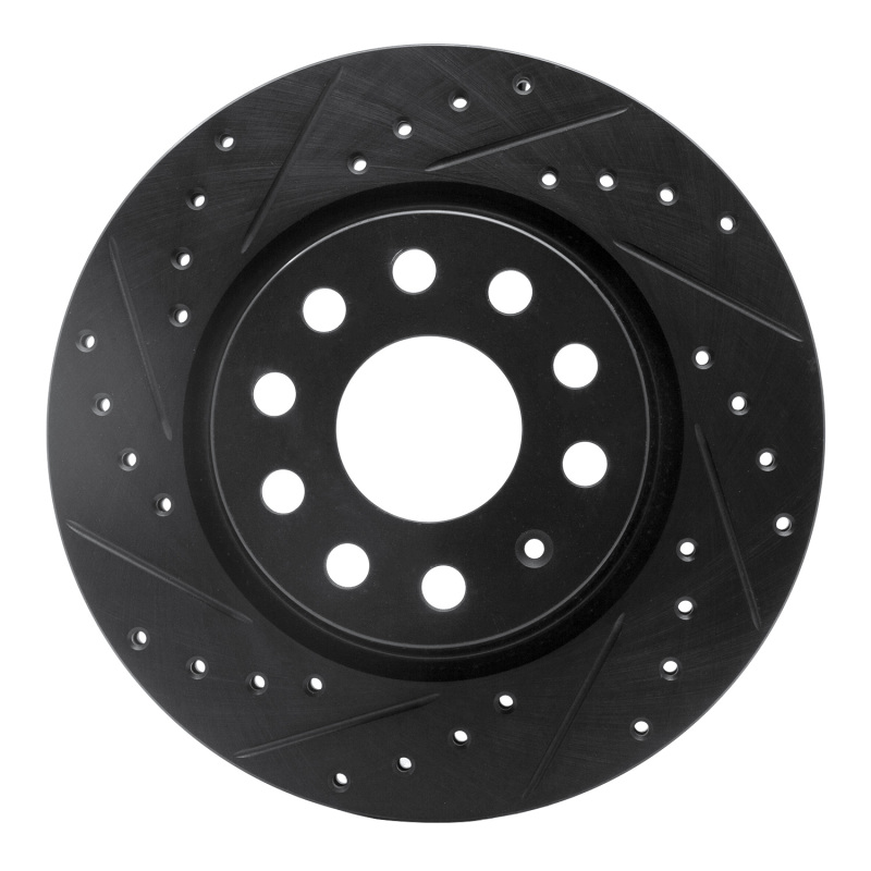 Volkswagen BORA Brake Rotor (1) - Front Left - R1 Concepts - Drilled & Slotted - Black - `05-`15